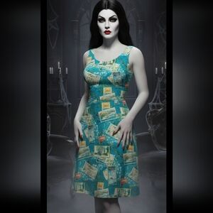 Vintage 90s Shift Novelty Print Dress